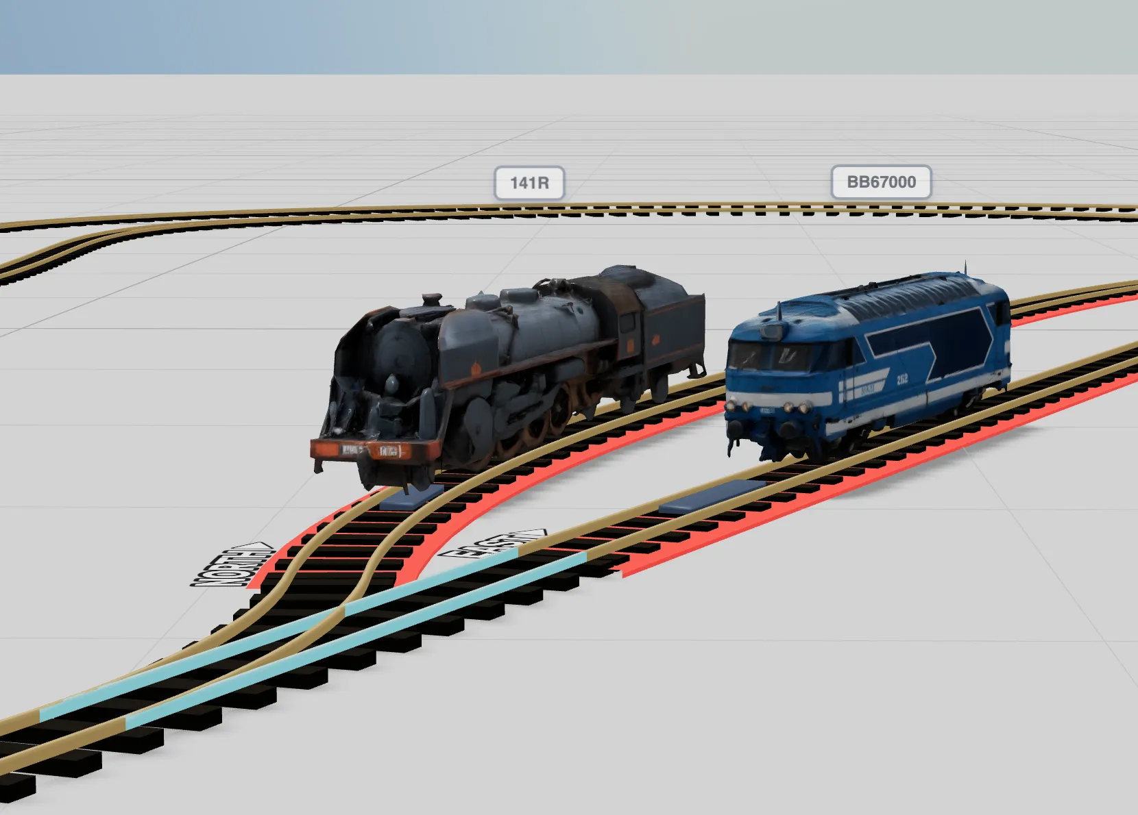 Rendu 3D immersif d'un train circulant sur un réseau